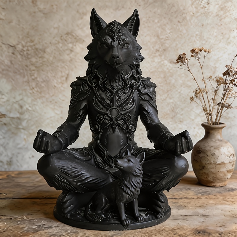 Newton Cradle Large - Gothic Werewolf & Cub Meditation Statue