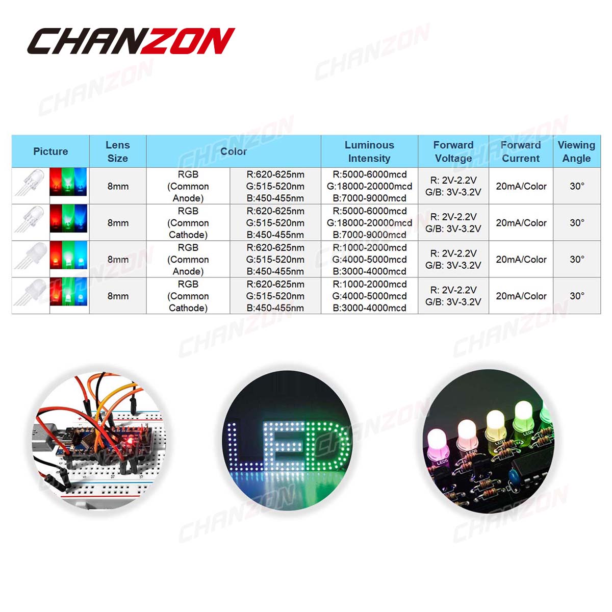 50pcs 8mm RGB LED Emitting Dio - Hobby Is Science review and price